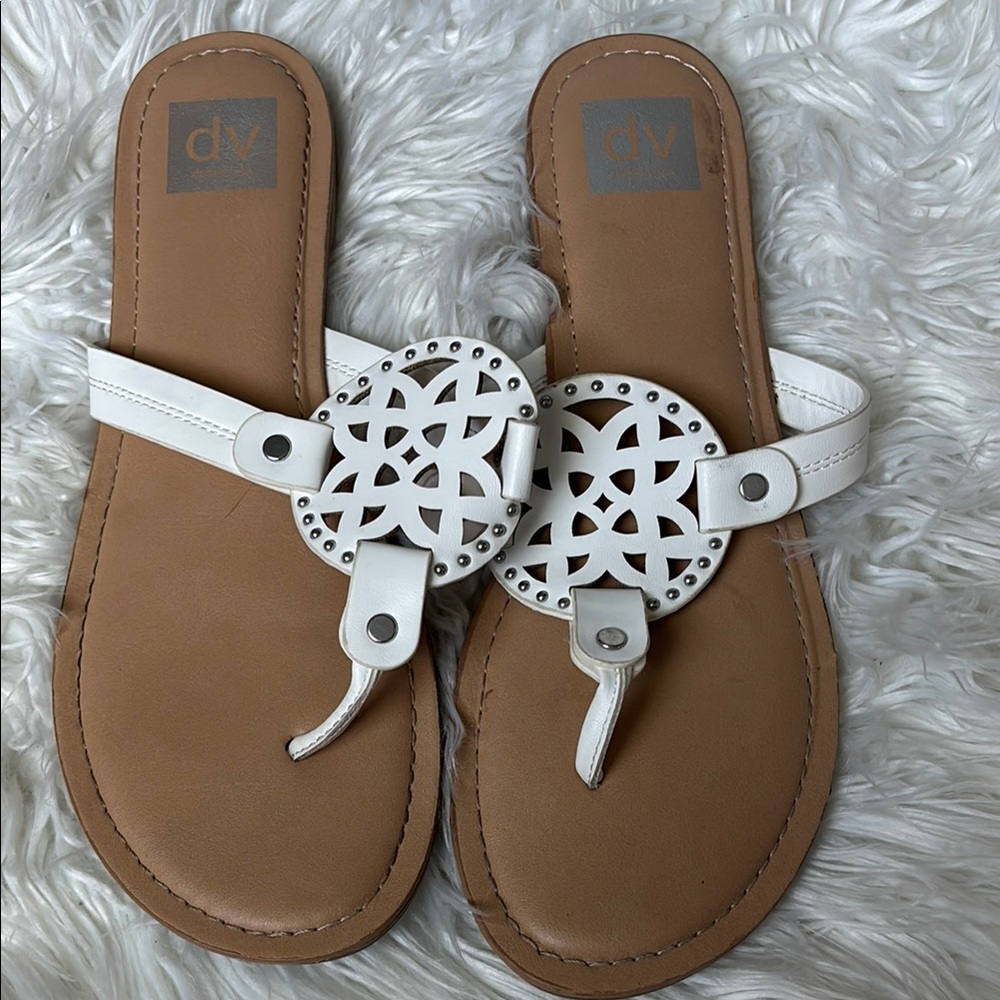DV by Dolce Vita White and Brown Sandals with Elegant Design